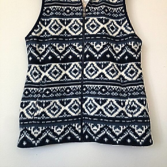 NEW NWT AMERICAN LIVING Blue Navy Cream Aztec Tribal Print Fleece Vest Small S - Picture 4 of 12